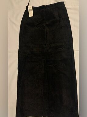 Ralph Lauren Black suede leather pencil Maxi Skirt size 6
